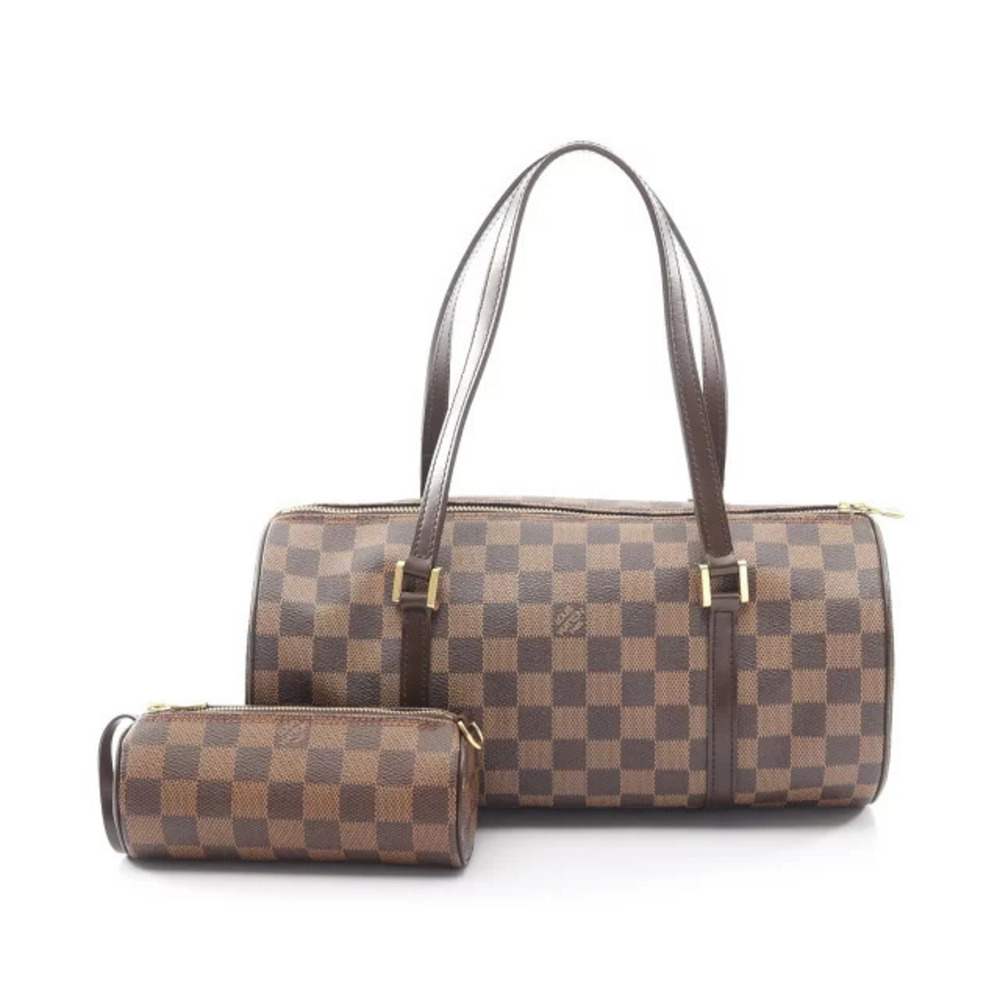 Louis Vuitton Papillon Damier Ebene Brown Handbag Canvas Leather Brown